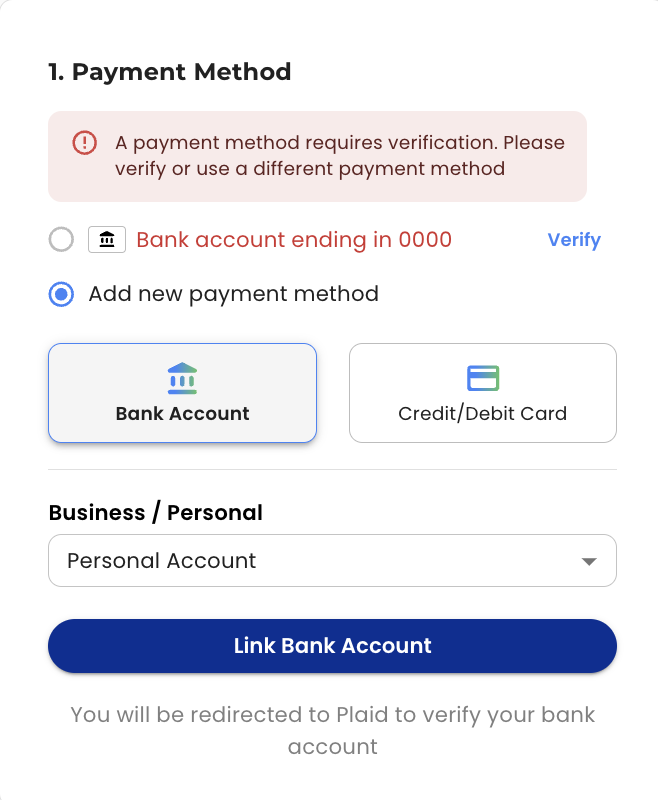 Paying through ACH