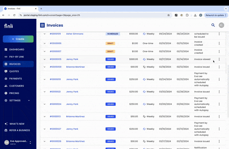Managing Existing Invoices